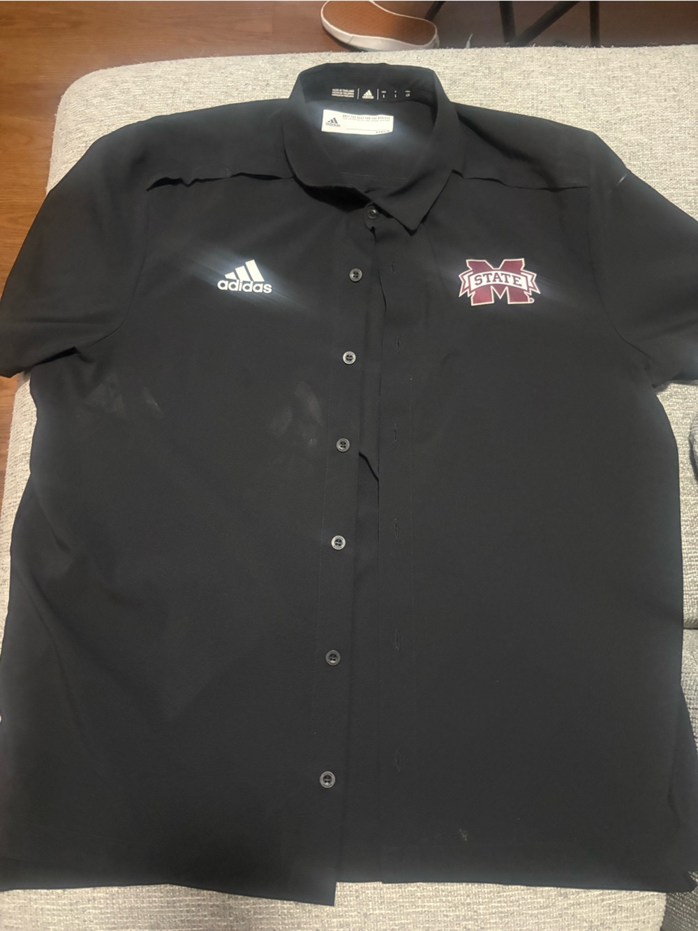 Adidas Men's Mississippi State Bulldogs Coaches Black Button Shirt Large